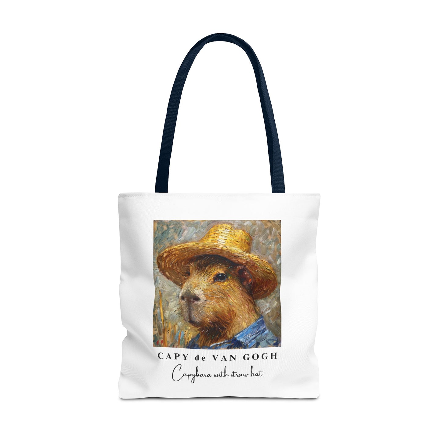 Capybara with a Straw Hat Tote Bag – CAPY de VAN GOGH Series – Funny Art Lover Gift, Animal-Inspired Canvas Bag