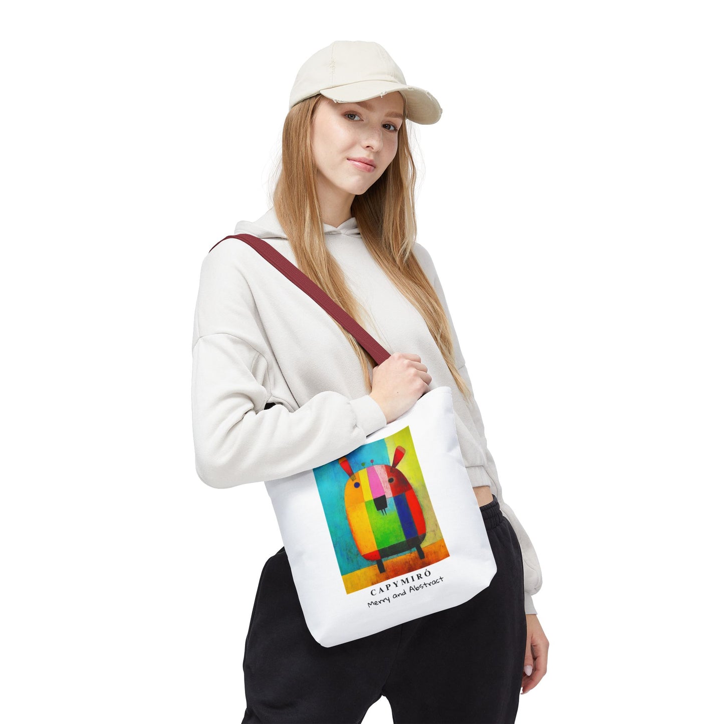 Capy Miro Christmas Tote Bag – Surreal Capybara Art – Merry & Abstract – Joan Miró Inspired Canvas Bag Gift