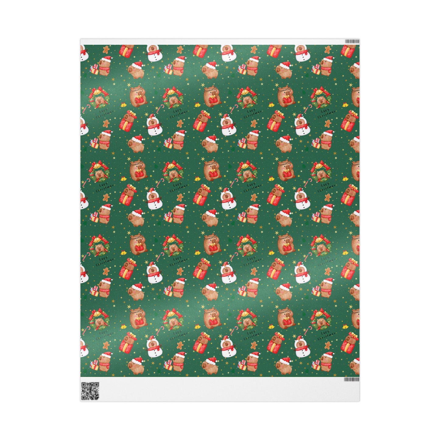 Capybara Christmas Wrapping Paper (Green) , Chirstmas Season Wrap, Cute Gift Wrap for Capybara Lovers, Winter Decorating, Party Supplies, Merry Christmas