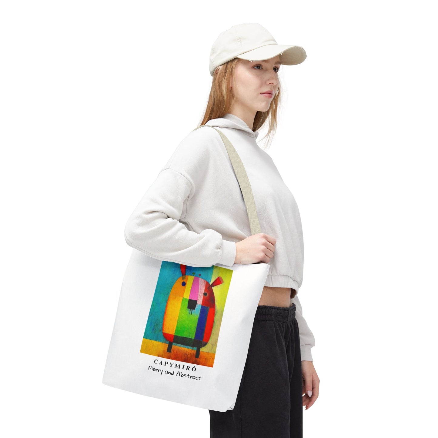 Capy Miro Christmas Tote Bag – Surreal Capybara Art – Merry & Abstract – Joan Miró Inspired Canvas Bag Gift