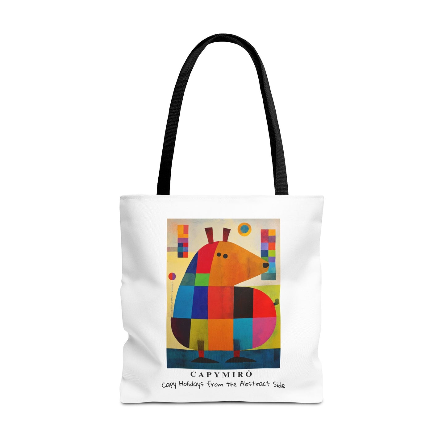 Capy Miro Christmas Tote Bag – Surreal Capybara Art – Capy Holiday from the Abstract Side – Joan Miró Inspired Canvas Bag Gift