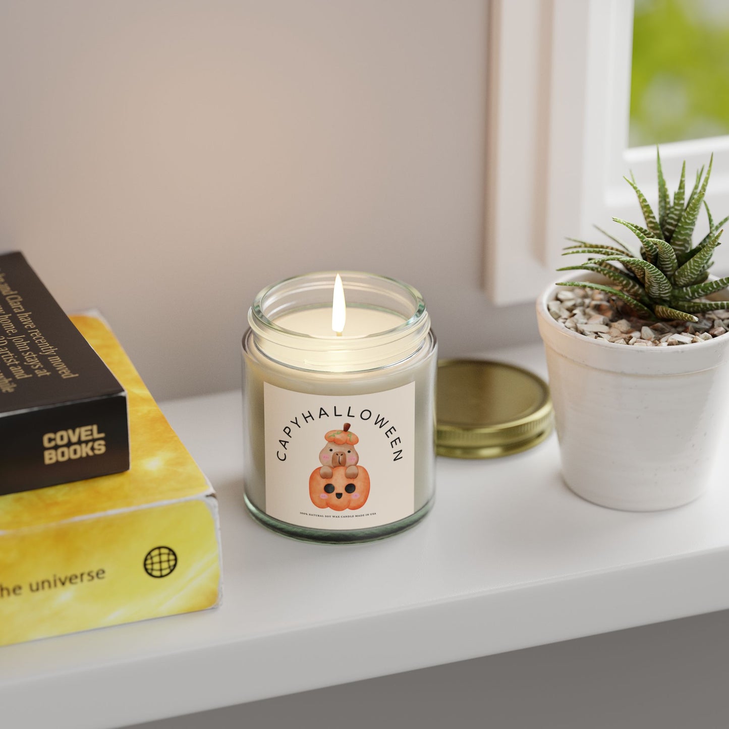 Capybara Halloween Scented Candle, Coconut Apricot Wax (4oz, 9oz) - Fart Heart Design