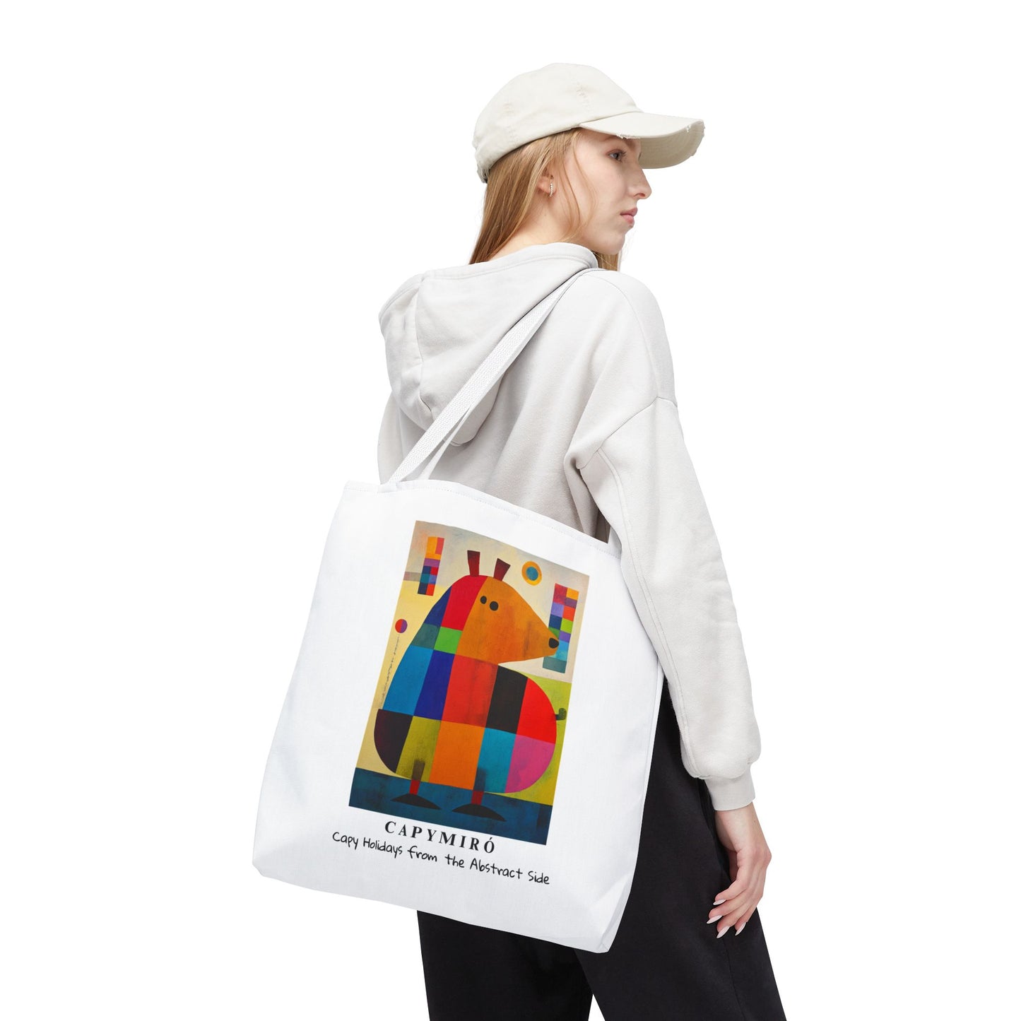 Capy Miro Christmas Tote Bag – Surreal Capybara Art – Capy Holiday from the Abstract Side – Joan Miró Inspired Canvas Bag Gift
