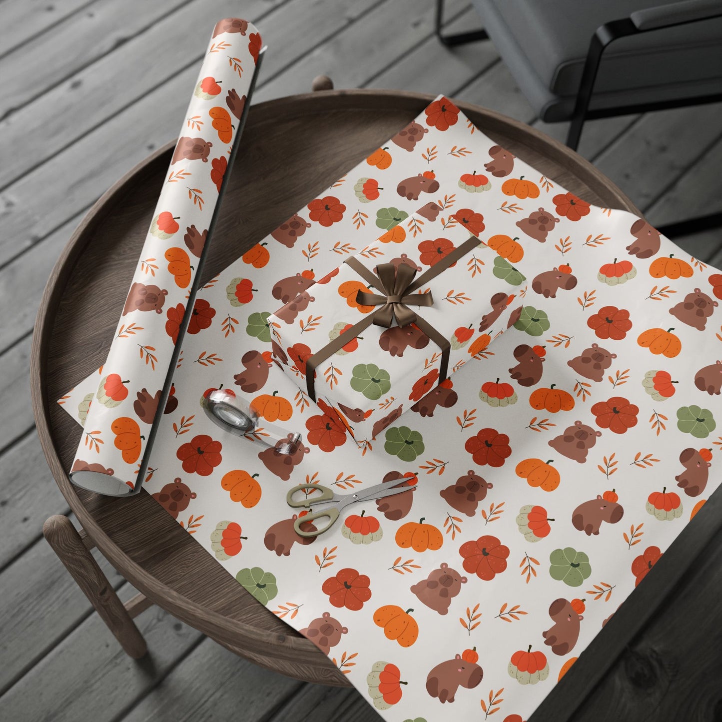 Capybara Pumpkin Wrapping Paper, Spooky Season Wrap, Cute Halloween Gift Wrap for Capybara Lovers, Fall Decorating, Party Supplies, Trick or Treat