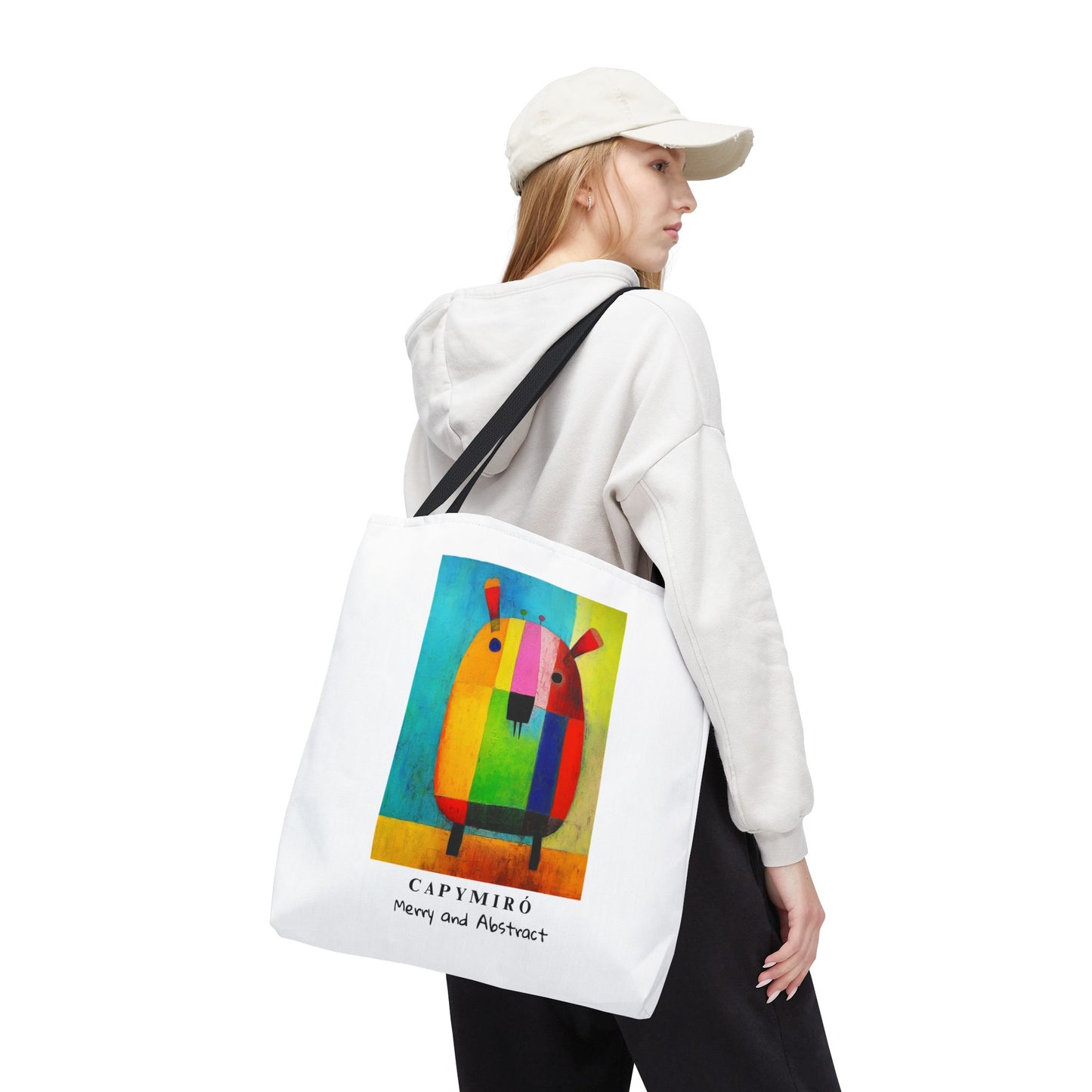 Capy Miro Christmas Tote Bag – Surreal Capybara Art – Merry & Abstract – Joan Miró Inspired Canvas Bag Gift