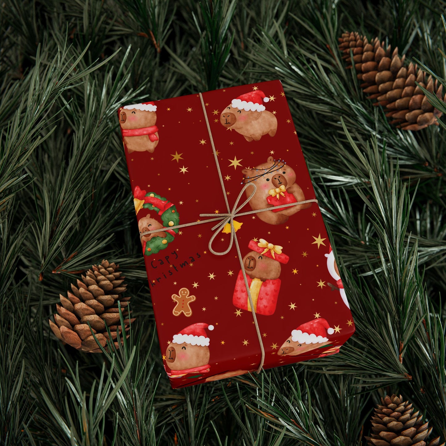 Capybara Christmas Wrapping Paper (Red), Chirstmas Season Wrap, Cute Gift Wrap for Capybara Lovers, Winter Decorating, Party Supplies, Merry Christmas