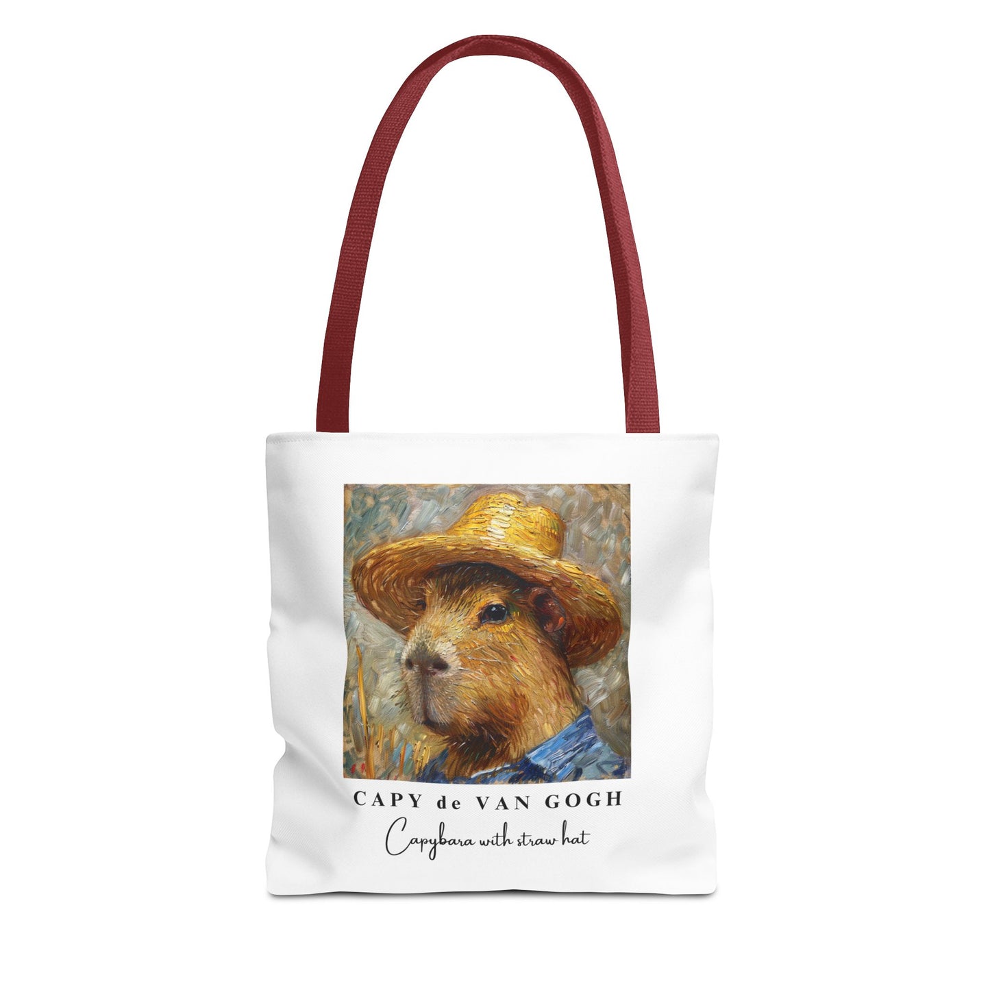 Capybara with a Straw Hat Tote Bag – CAPY de VAN GOGH Series – Funny Art Lover Gift, Animal-Inspired Canvas Bag