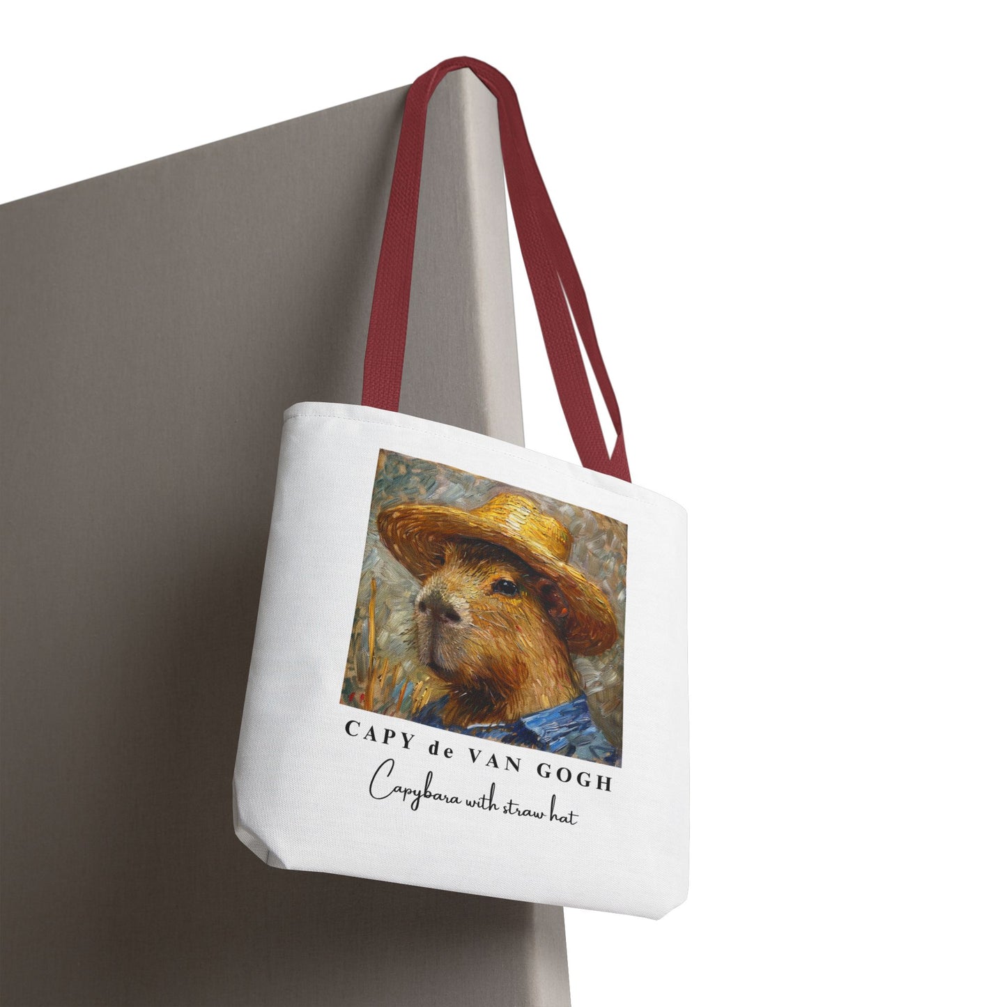 Capybara with a Straw Hat Tote Bag – CAPY de VAN GOGH Series – Funny Art Lover Gift, Animal-Inspired Canvas Bag