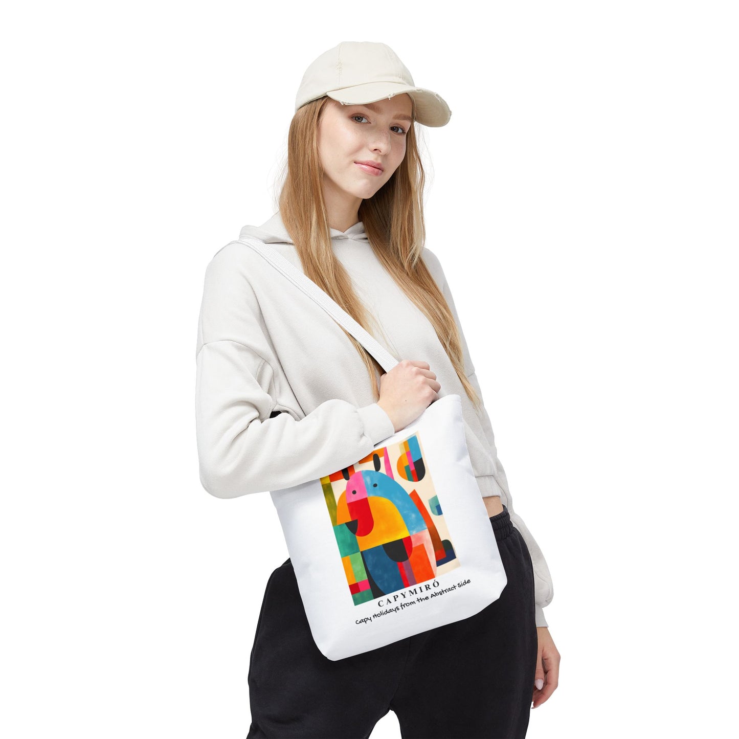 Capy Miro II Christmas Tote Bag – Surreal Capybara Art – Capy Holiday from the Abstract Side – Joan Miró Inspired Canvas Bag Gift