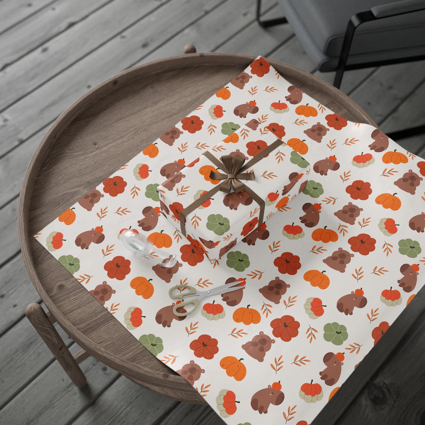 Capybara Pumpkin Wrapping Paper, Spooky Season Wrap, Cute Halloween Gift Wrap for Capybara Lovers, Fall Decorating, Party Supplies, Trick or Treat