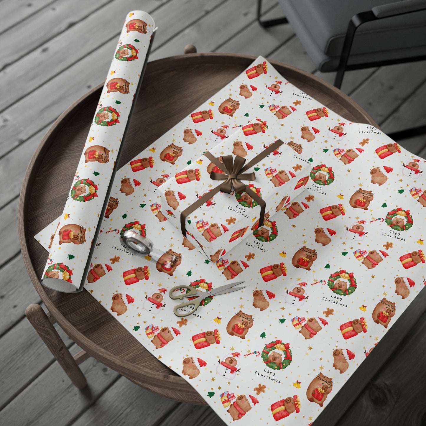 Capybara Christmas Wrapping Paper, Chirstmas Season Wrap, Cute Gift Wrap for Capybara Lovers, Winter Decorating, Party Supplies, Merry Christmas