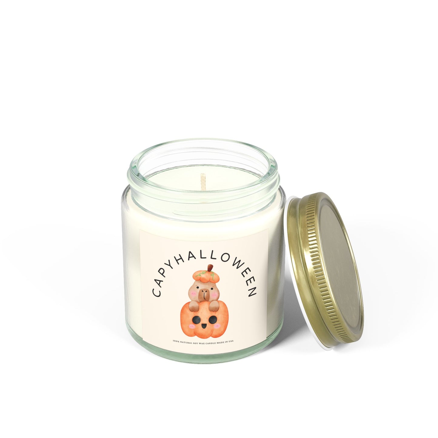 Capybara Halloween Scented Candle, Coconut Apricot Wax (4oz, 9oz) - Fart Heart Design