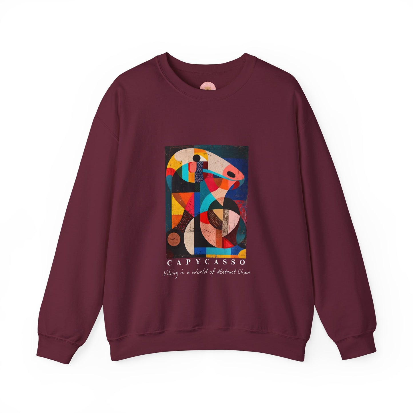 Capycasso Capybara sweatshirt features a painting inspired by Pablo Picasso, with very abstract forms and geometric shapes. It adds a funny vibe and is perfect for capybara and art lovers. This cozy sweatshirt is ideal for colder months and offers a comfy wearing experience with top-tier durability.