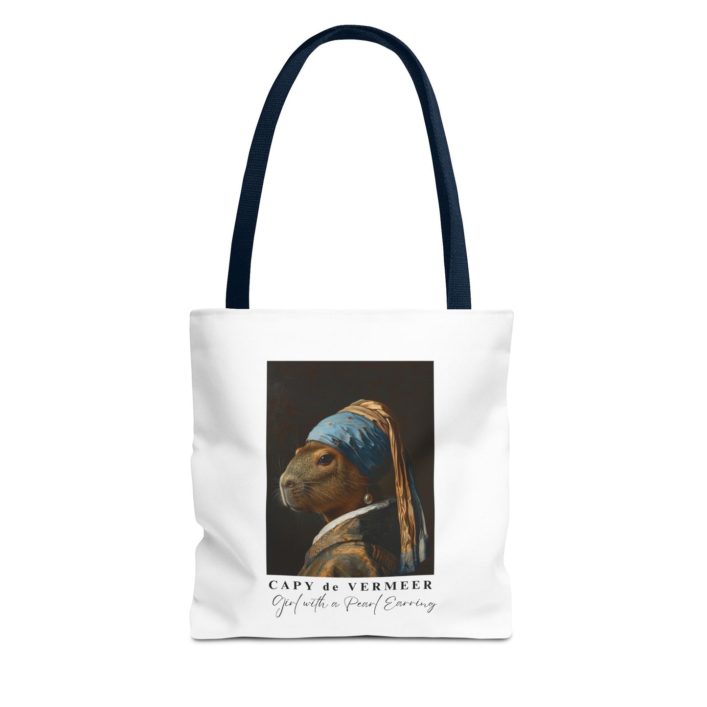 Capybara Tote Bag – Capy de Vermeer Girl with a Pearl Earring Parody – Funny Art Lover Gift, Quirky Canvas Bag