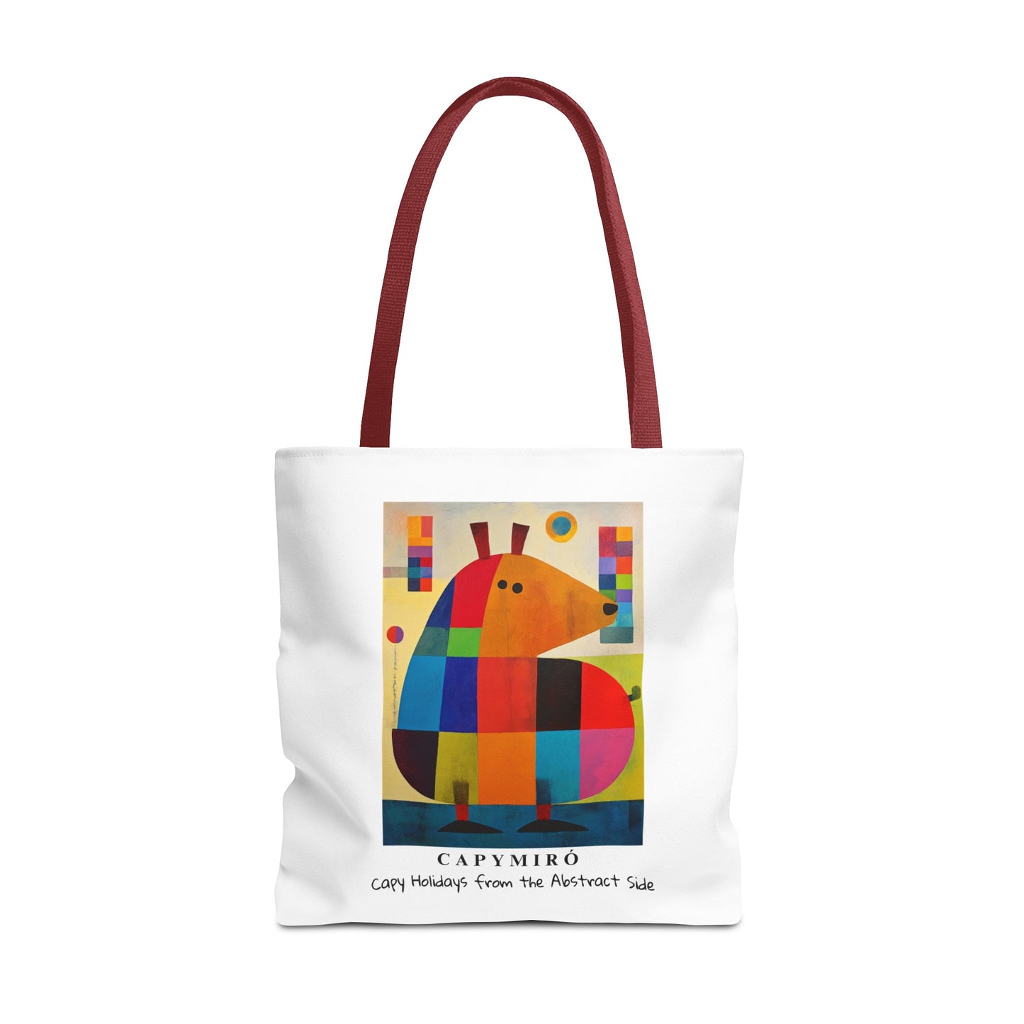 Capy Miro Christmas Tote Bag – Surreal Capybara Art – Capy Holiday from the Abstract Side – Joan Miró Inspired Canvas Bag Gift