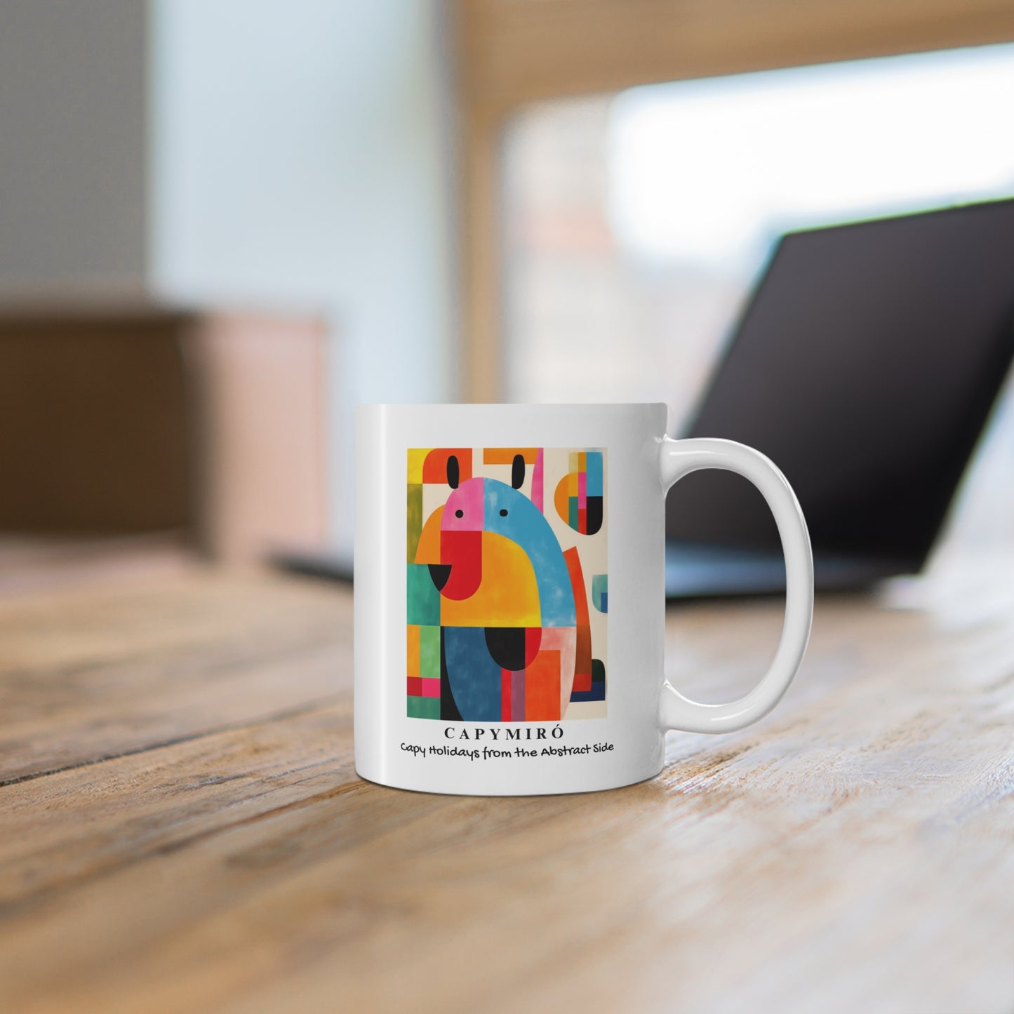 CAPY Miro II Christmas Mug – Surreal Capybara Coffee Cup – Capy Holiday from the Abstract Side – Joan Miró Inspired Art Gift