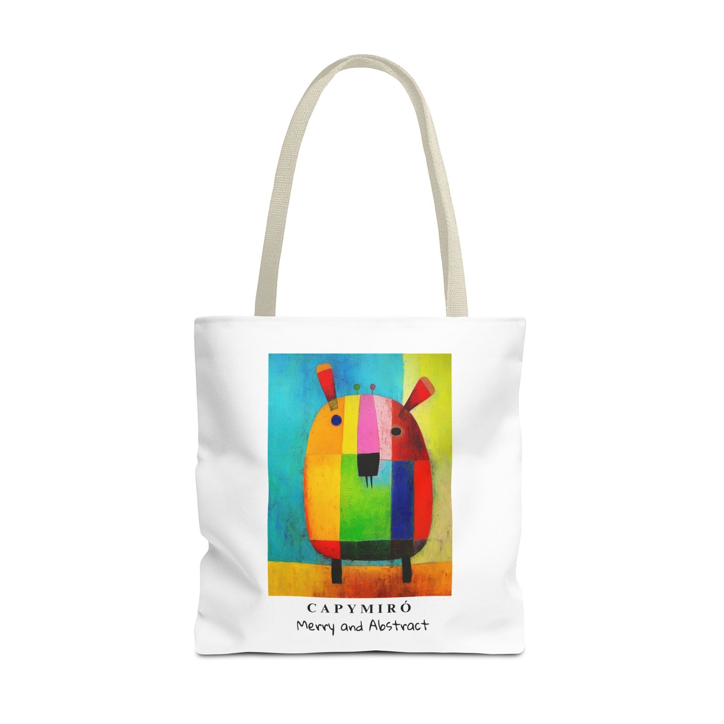 Capy Miro Christmas Tote Bag – Surreal Capybara Art – Merry & Abstract – Joan Miró Inspired Canvas Bag Gift