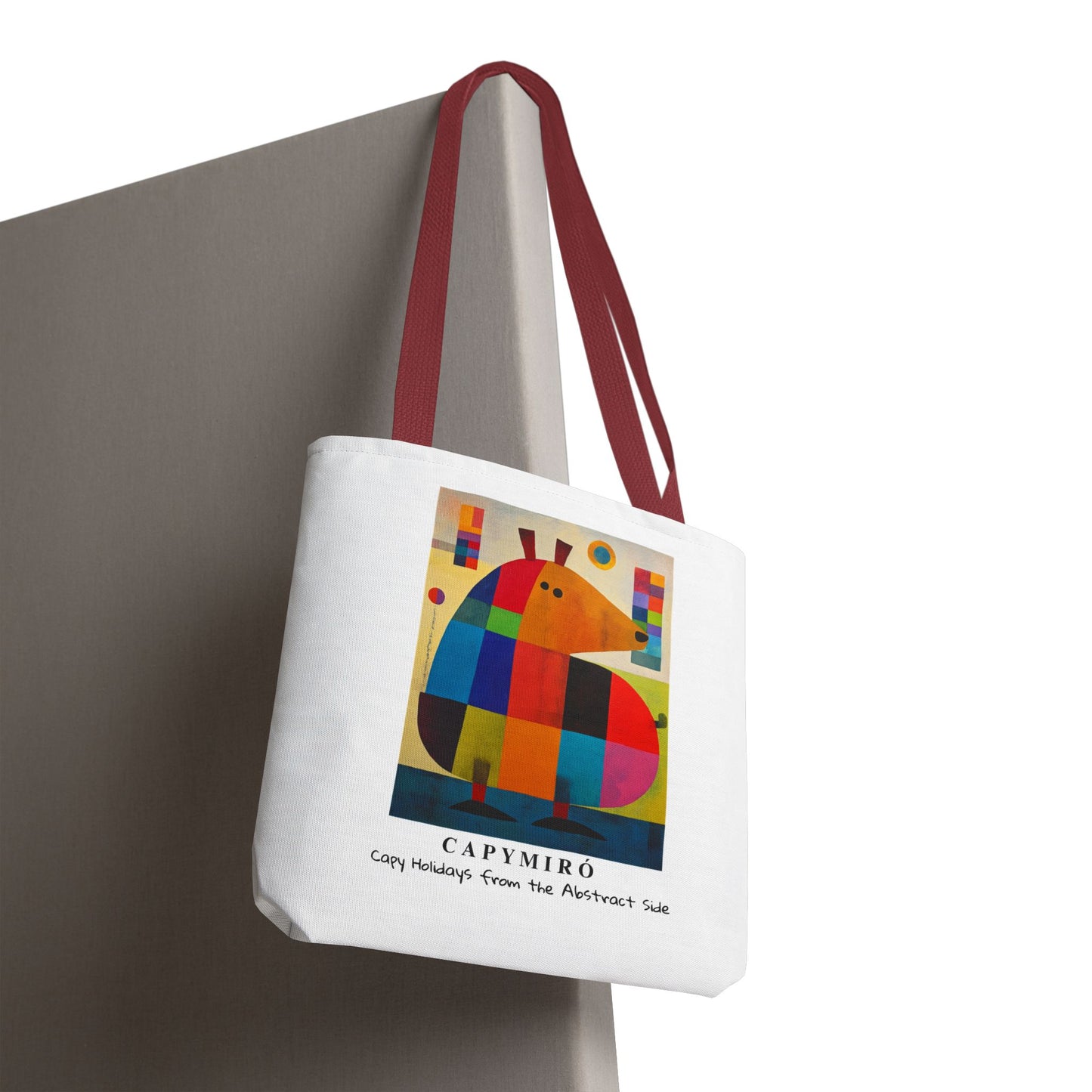 Capy Miro Christmas Tote Bag – Surreal Capybara Art – Capy Holiday from the Abstract Side – Joan Miró Inspired Canvas Bag Gift