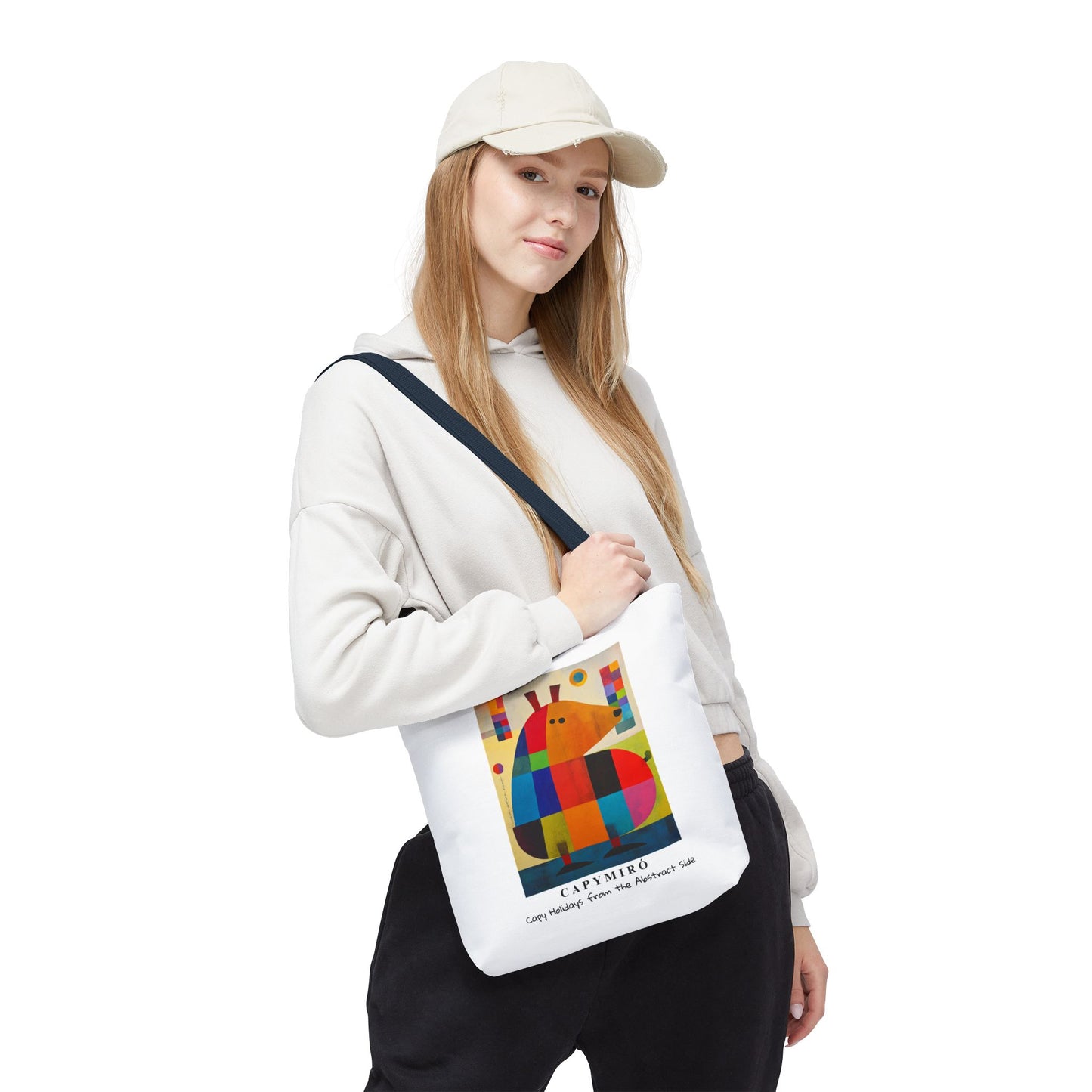 Capy Miro Christmas Tote Bag – Surreal Capybara Art – Capy Holiday from the Abstract Side – Joan Miró Inspired Canvas Bag Gift