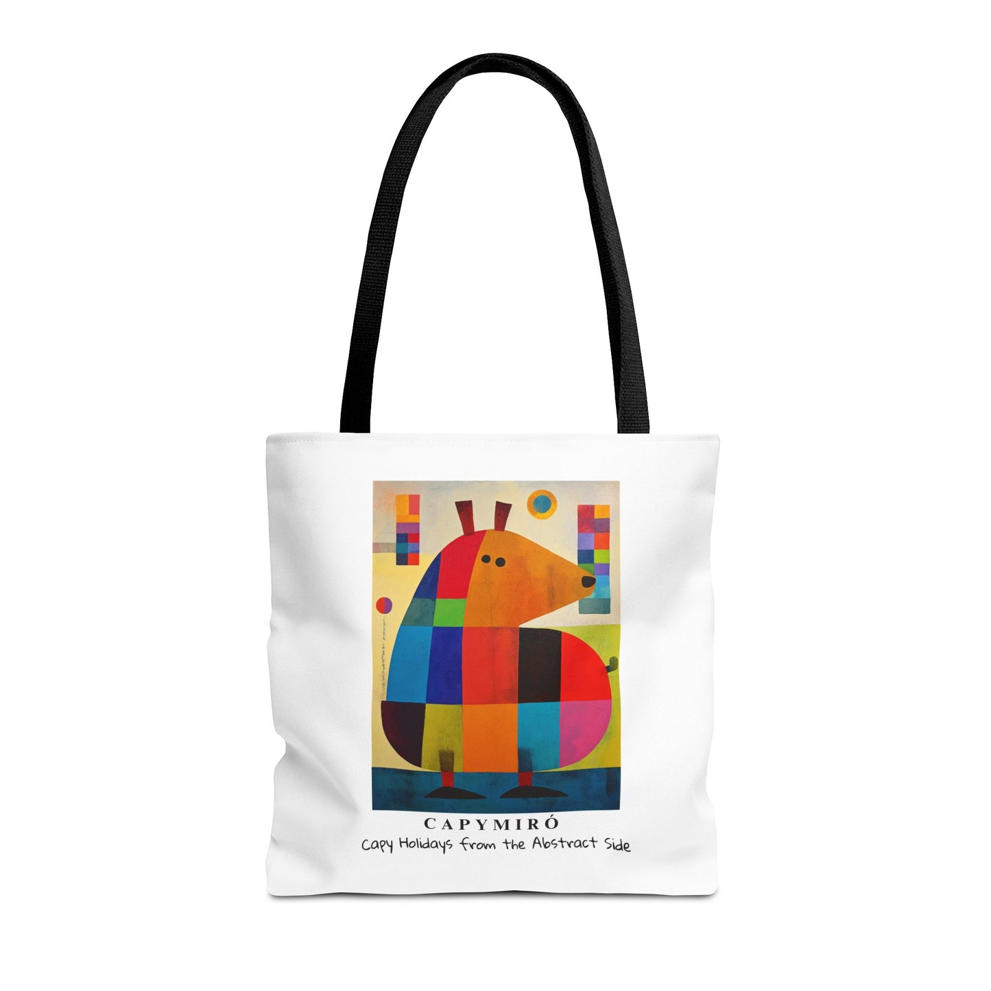 Capy Miro Christmas Tote Bag – Surreal Capybara Art – Capy Holiday from the Abstract Side – Joan Miró Inspired Canvas Bag Gift