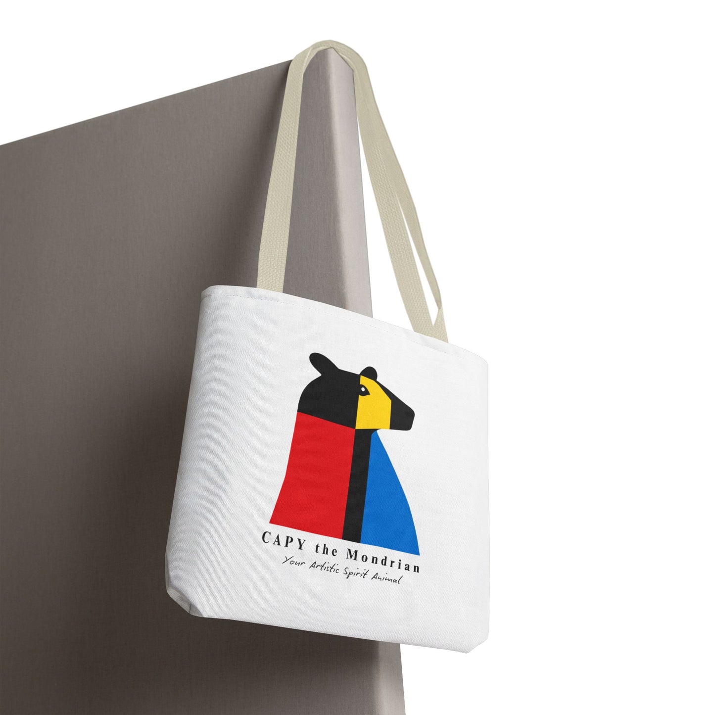 CAPY the Mondrian Tote Bag – Capybara Geometric Art Bag – Your Artistic Animal – Abstract Red Blue Yellow Canvas Tote