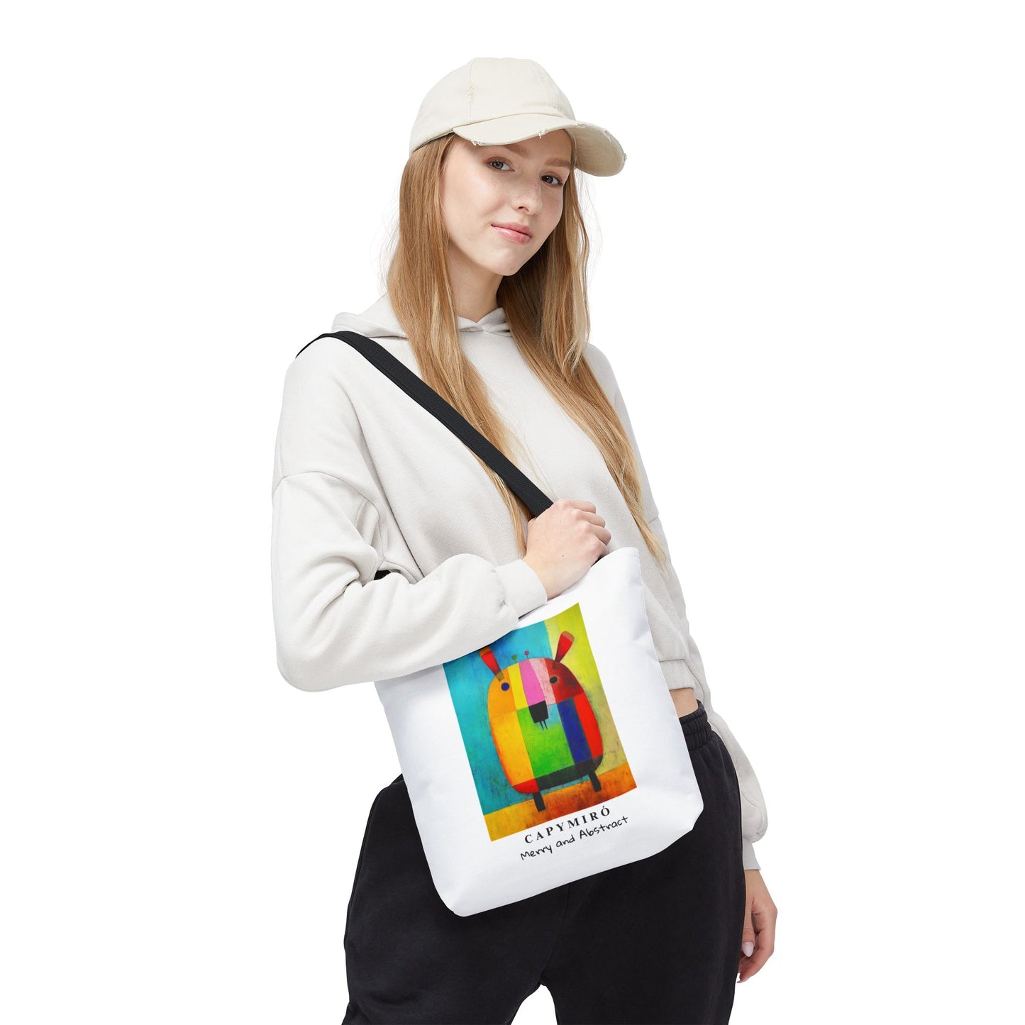 Capy Miro Christmas Tote Bag – Surreal Capybara Art – Merry & Abstract – Joan Miró Inspired Canvas Bag Gift