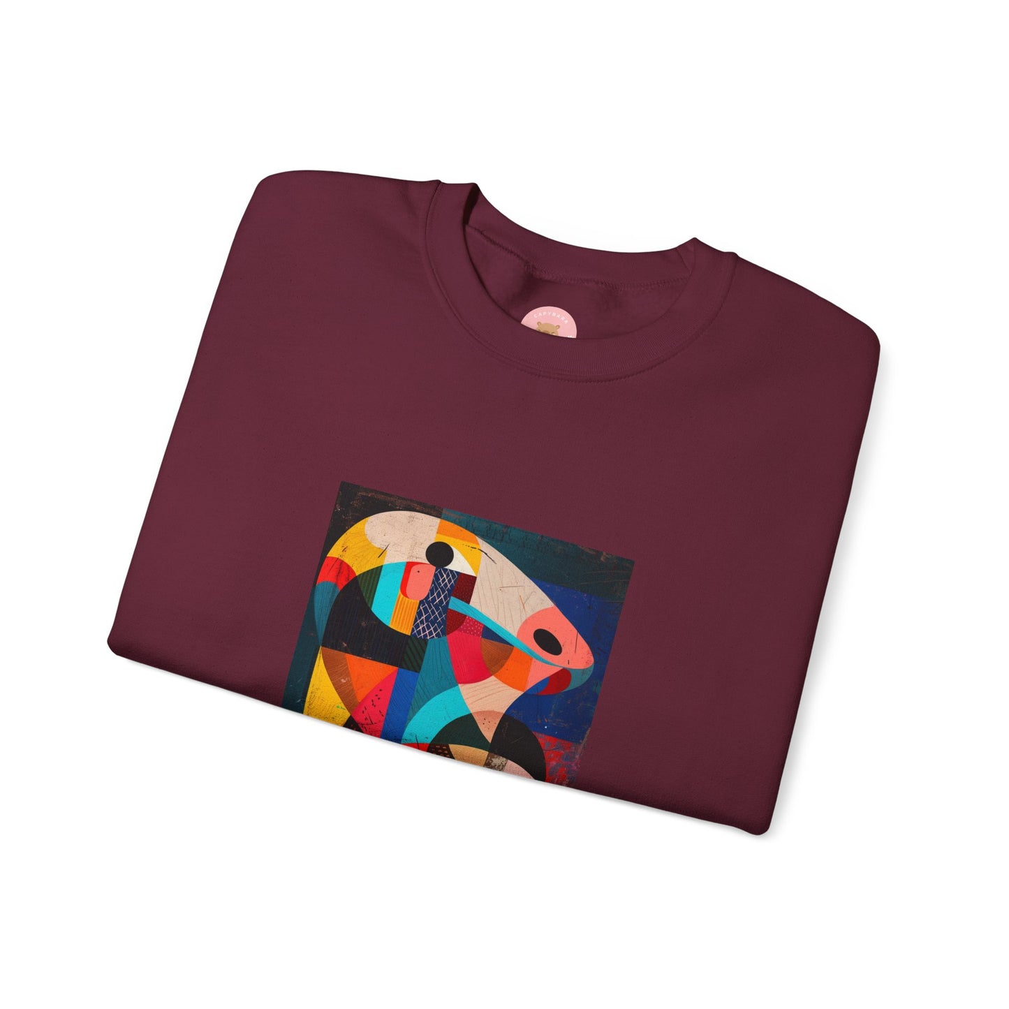 Capycasso Capybara sweatshirt features a painting inspired by Pablo Picasso, with very abstract forms and geometric shapes. It adds a funny vibe and is perfect for capybara and art lovers. This cozy sweatshirt is ideal for colder months and offers a comfy wearing experience with top-tier durability.