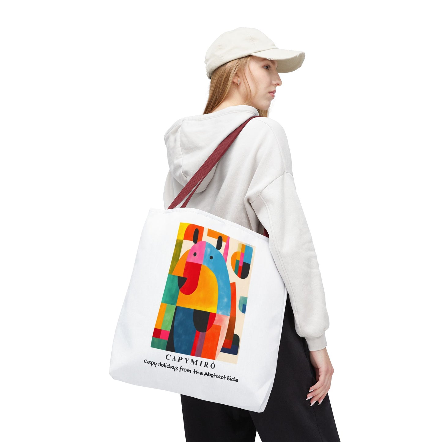 Capy Miro II Christmas Tote Bag – Surreal Capybara Art – Capy Holiday from the Abstract Side – Joan Miró Inspired Canvas Bag Gift
