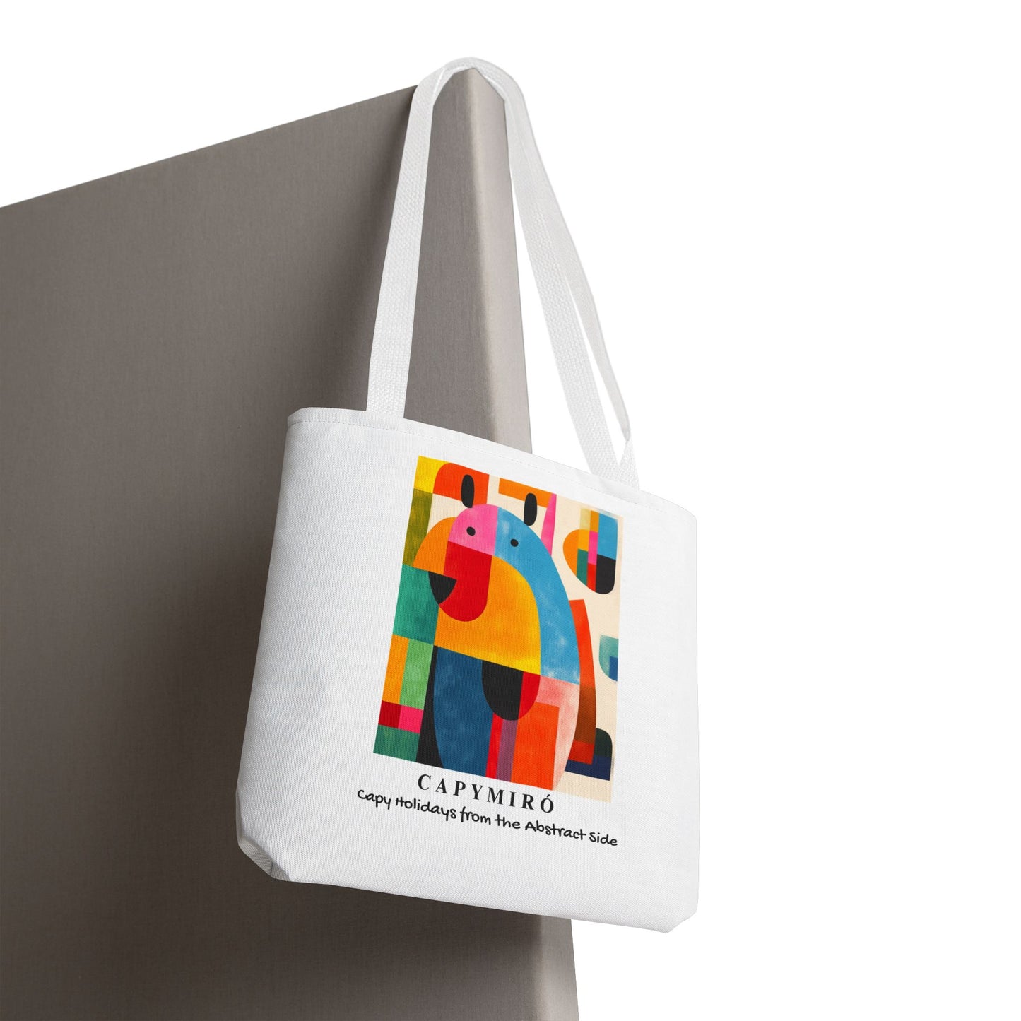 Capy Miro II Christmas Tote Bag – Surreal Capybara Art – Capy Holiday from the Abstract Side – Joan Miró Inspired Canvas Bag Gift