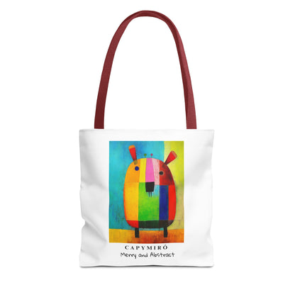 Capy Miro Christmas Tote Bag – Surreal Capybara Art – Merry & Abstract – Joan Miró Inspired Canvas Bag Gift
