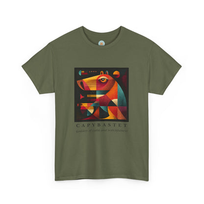 Capybastet Capybara T-Shirt – Goddess of Calm and Watchfulness Tee – Funny Mythical Animal Shirt – Chill Aesthetic Graphic Tee