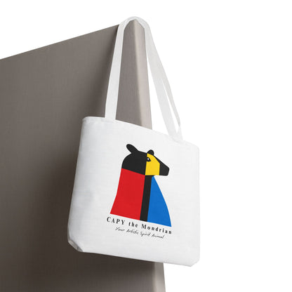 CAPY the Mondrian Tote Bag – Capybara Geometric Art Bag – Your Artistic Animal – Abstract Red Blue Yellow Canvas Tote