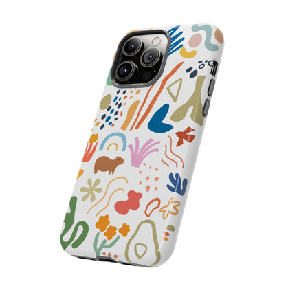 Capybara in Henri Matisse Style Phone Case (White) , Tough Phone Cover, Animal Lover Gift, Colorful Tech Accessories, Fun Gift