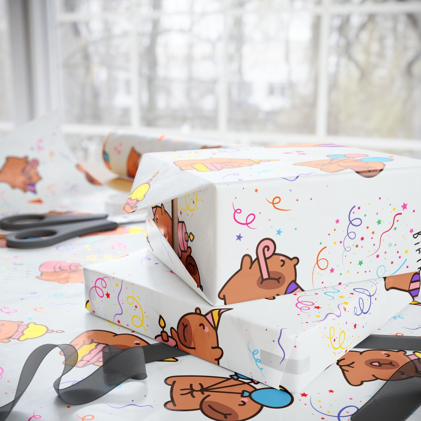 Capybara Birthday Gift Wrapping Paper