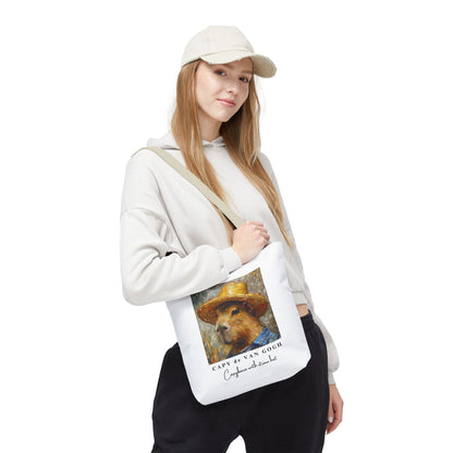 Capybara with a Straw Hat Tote Bag – CAPY de VAN GOGH Series – Funny Art Lover Gift, Animal-Inspired Canvas Bag