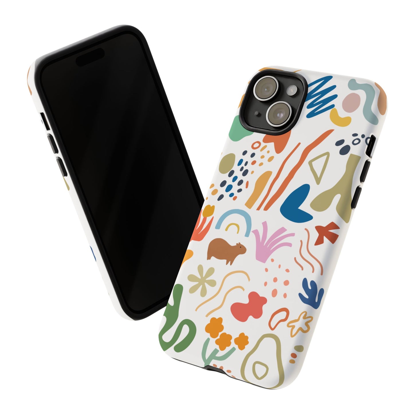 Capybara in Henri Matisse Style Phone Case (White) , Tough Phone Cover, Animal Lover Gift, Colorful Tech Accessories, Fun Gift
