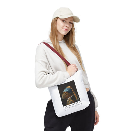 Capybara Tote Bag – Capy de Vermeer Girl with a Pearl Earring Parody – Funny Art Lover Gift, Quirky Canvas Bag
