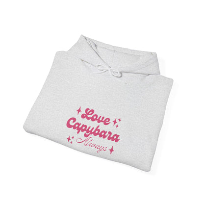 Capybara  hoodie-Showcase your love for the world's friendiest rodent with our Love Capybara Always hoodie!. This cozy and stylish hoodie celebrates your passion for capybaras, making it a must-have for animal loves and capybara enthusiasts