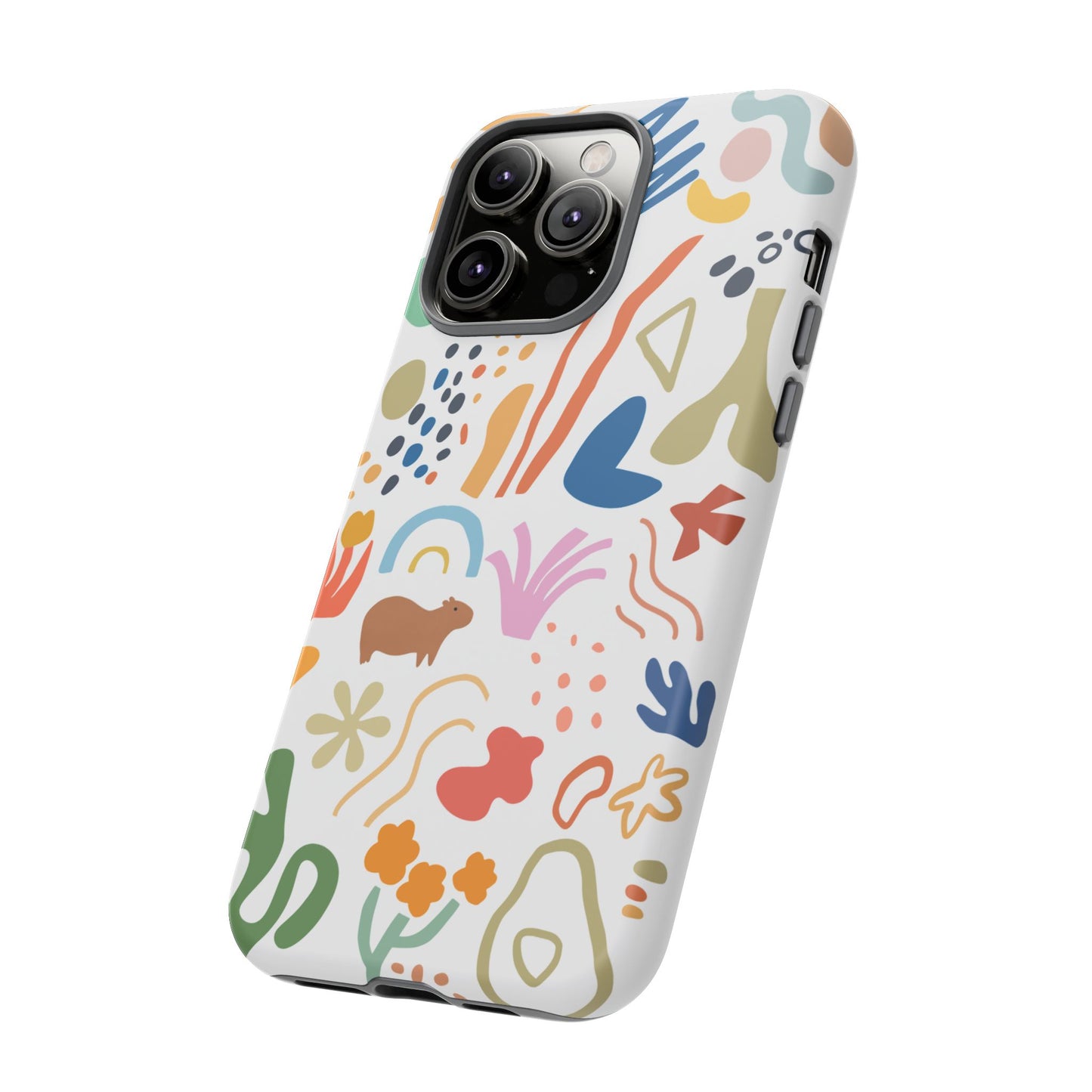 Capybara in Henri Matisse Style Phone Case (White) , Tough Phone Cover, Animal Lover Gift, Colorful Tech Accessories, Fun Gift