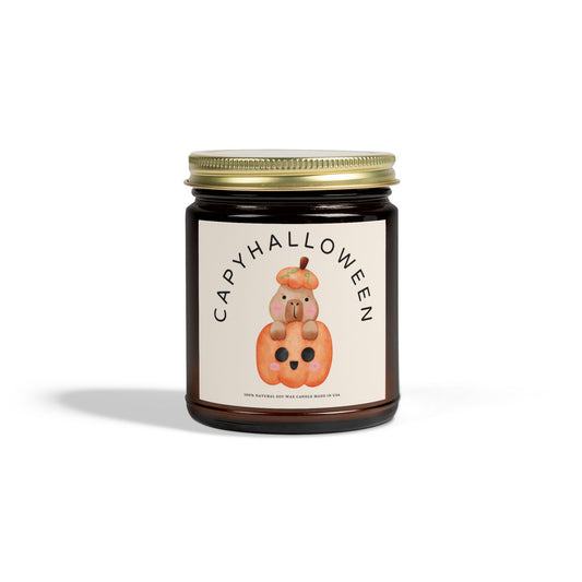 Capybara Halloween Scented Candle, Coconut Apricot Wax (4oz, 9oz) - Fart Heart Design
