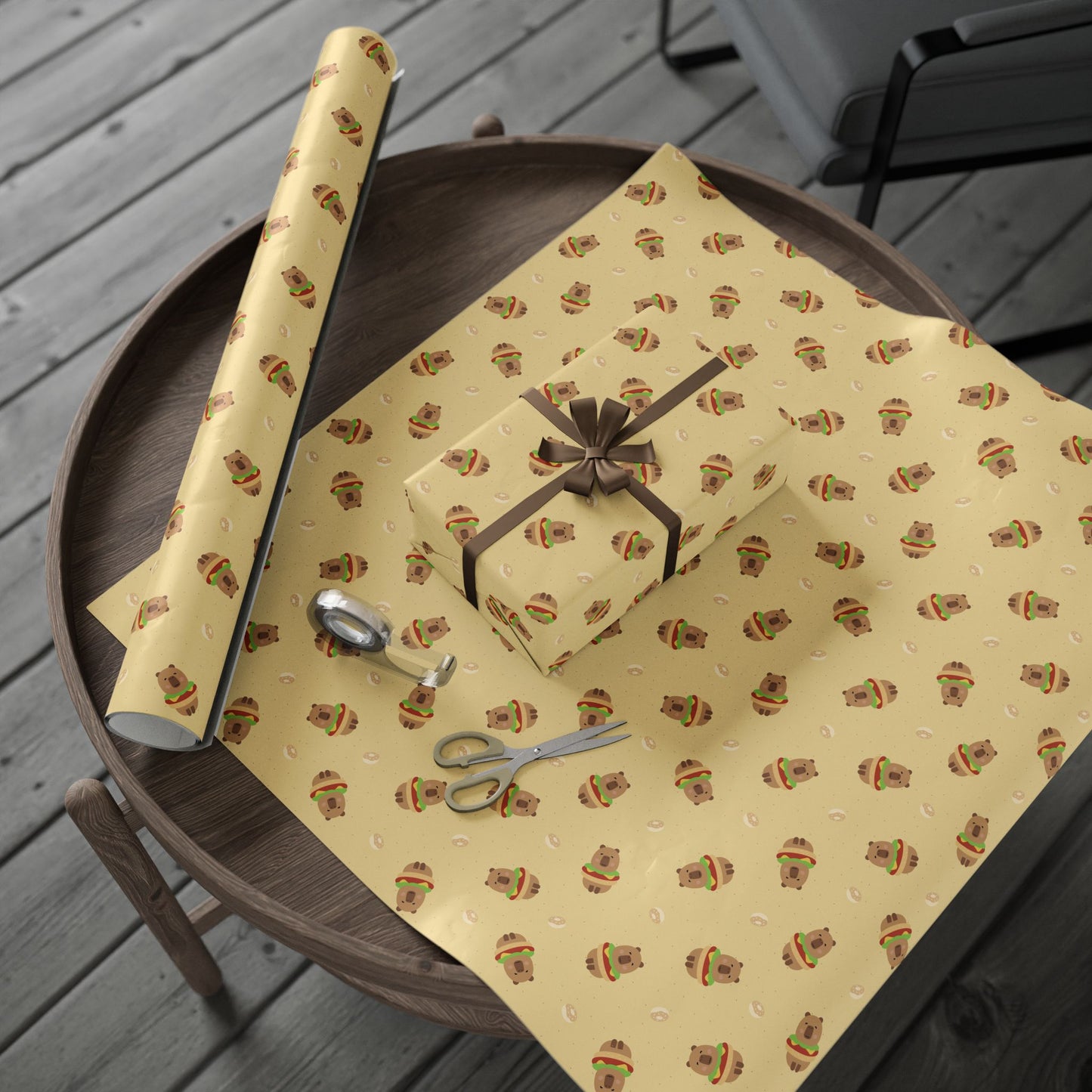 Capybara hamburger and donut Wrapping Paper