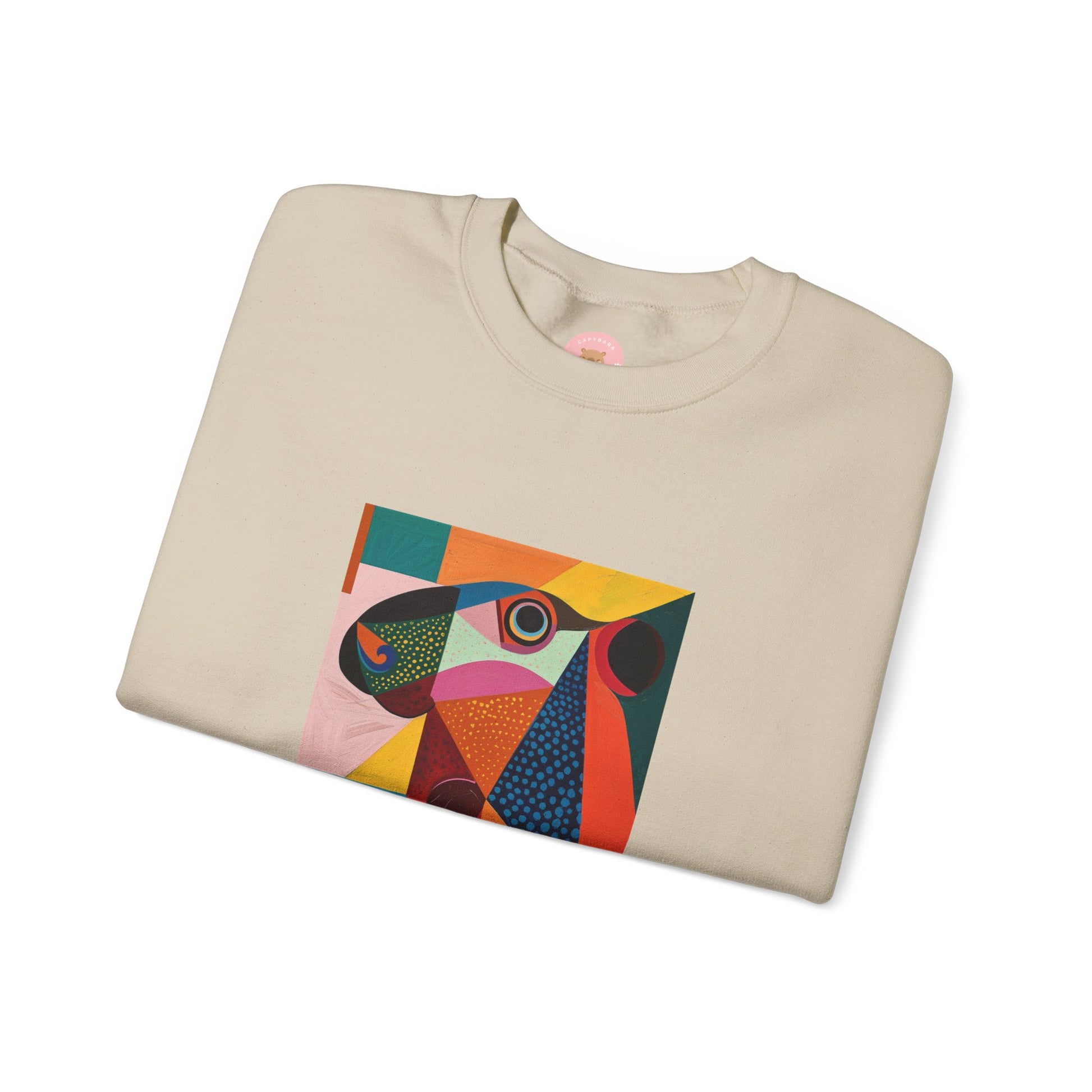 Capycasso Capybara sweatshirt features a painting inspired by Pablo Picasso, with very abstract forms and geometric shapes. It adds a funny vibe and is perfect for capybara and art lovers. This cozy sweatshirt is ideal for colder months and offers a comfy wearing experience with top-tier durability.