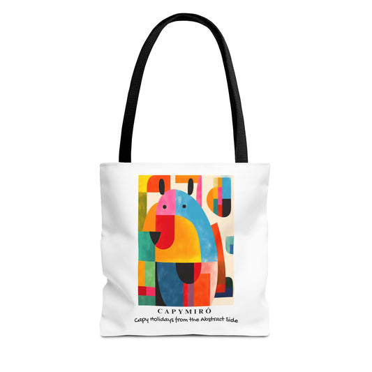 Capy Miro II Christmas Tote Bag – Surreal Capybara Art – Capy Holiday from the Abstract Side – Joan Miró Inspired Canvas Bag Gift