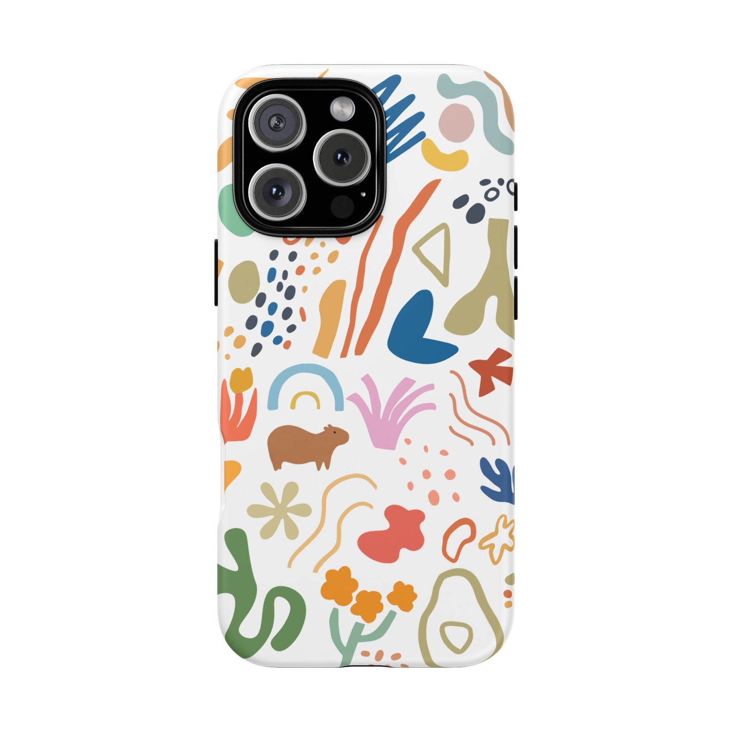 Capybara in Henri Matisse Style Phone Case (White) , Tough Phone Cover, Animal Lover Gift, Colorful Tech Accessories, Fun Gift