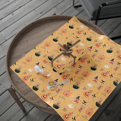 Halloween Capybara Gift Wrapping Paper, Spooky Season Wrap, Cute Pumpkin & Ghost Design, Fall Decorating, Party Supplies, Trick or Treat