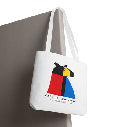 CAPY the Mondrian Tote Bag – Capybara Geometric Art Bag – Your Artistic Animal – Abstract Red Blue Yellow Canvas Tote