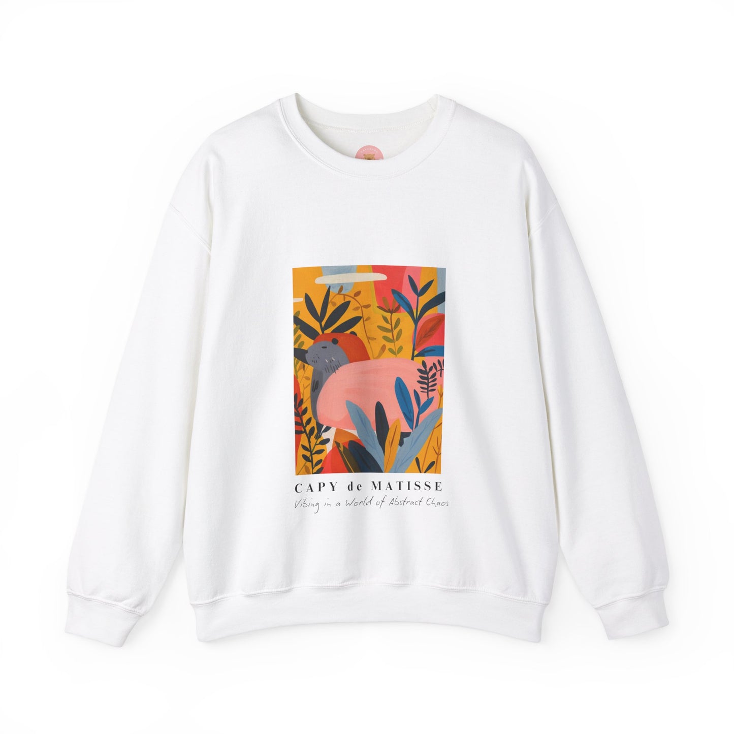 Capybara sweatshirt features a painting inspired by Henri Matisse with a funny twist, perfect for capybara lovers and art enthusiasts. It offers a cozy and comfortable fit, making it ideal for colder months. The medium-heavy fabric blend of cotton and polyester ensures durability and warmth. Great for snuggling up at home or showcasing your unique style.