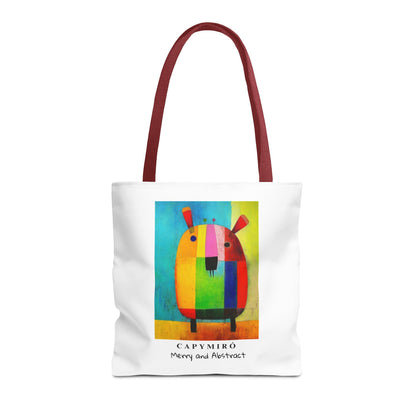 Capy Miro Christmas Tote Bag – Surreal Capybara Art – Merry & Abstract – Joan Miró Inspired Canvas Bag Gift