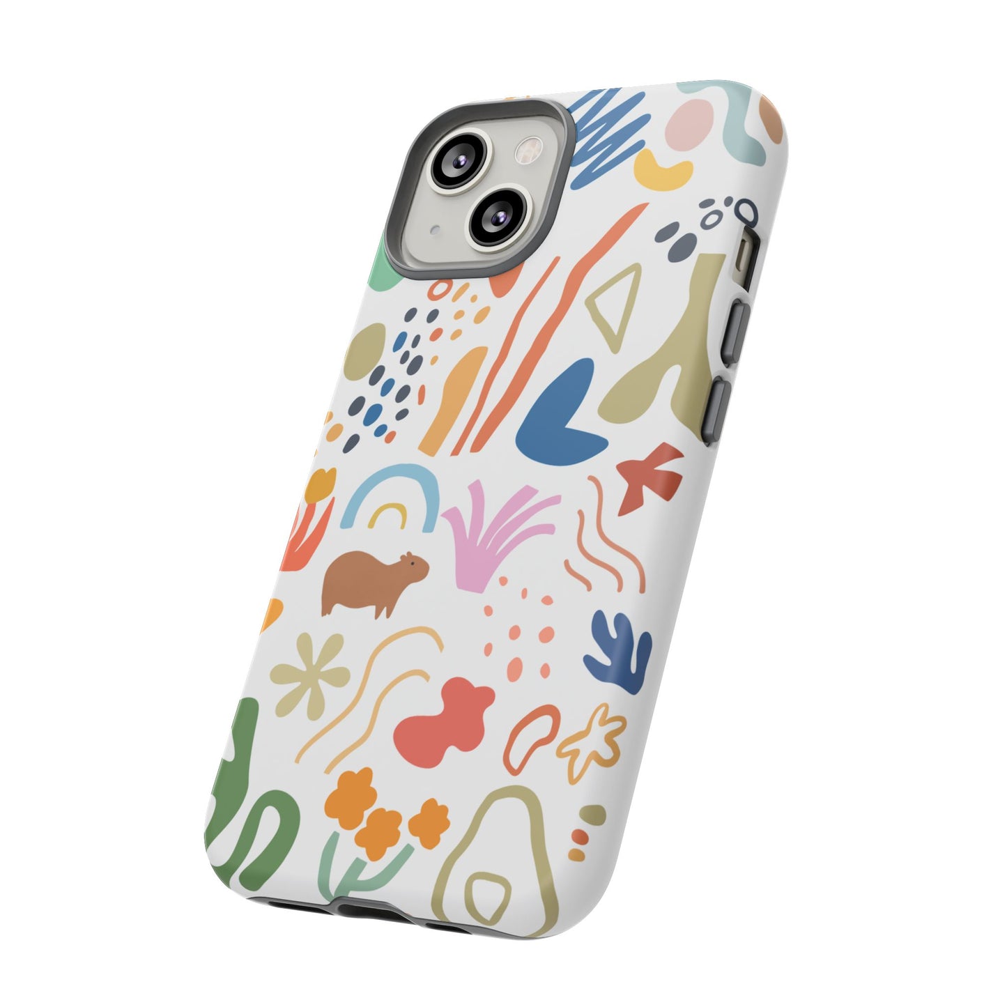Capybara in Henri Matisse Style Phone Case (White) , Tough Phone Cover, Animal Lover Gift, Colorful Tech Accessories, Fun Gift