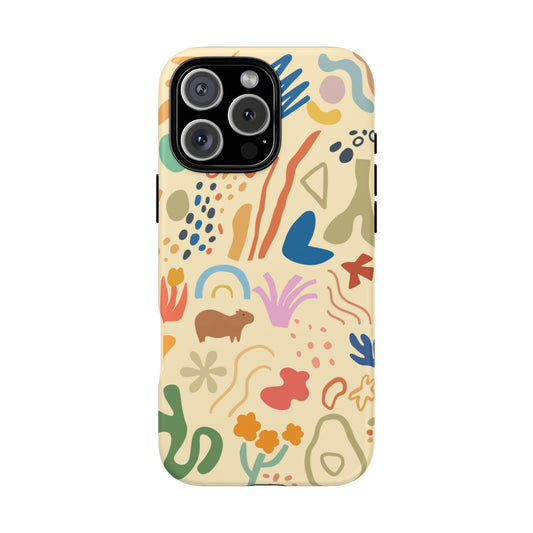 Capybara in Henri Matisse Style Phone Case (Creamy) , Tough Phone Cover, Animal Lover Gift, Colorful Tech Accessories, Fun Gift